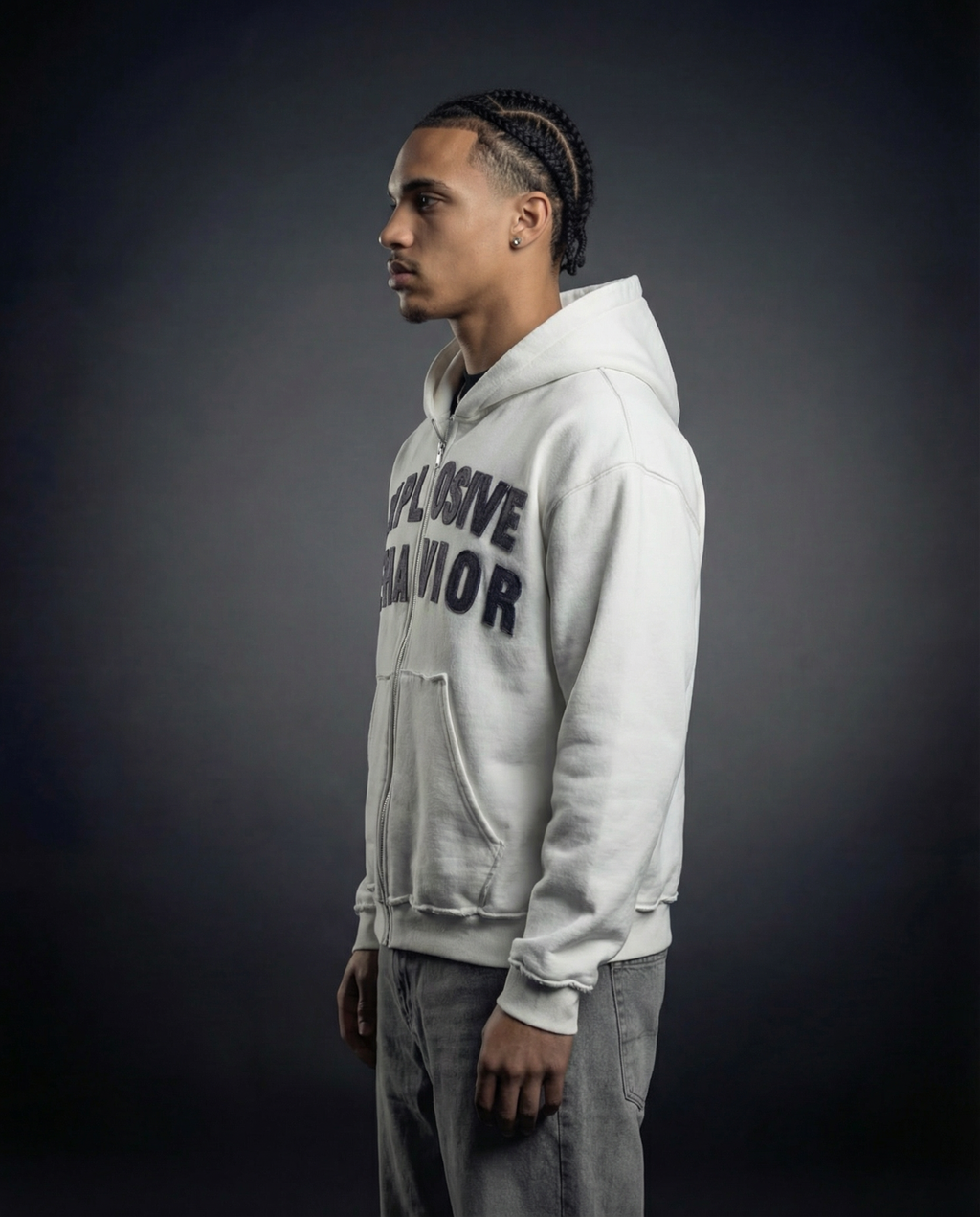 Explosive Behavior White-Grey Zip Up