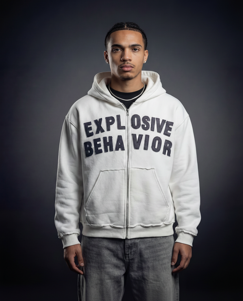 Explosive Behavior White-Grey Zip Up