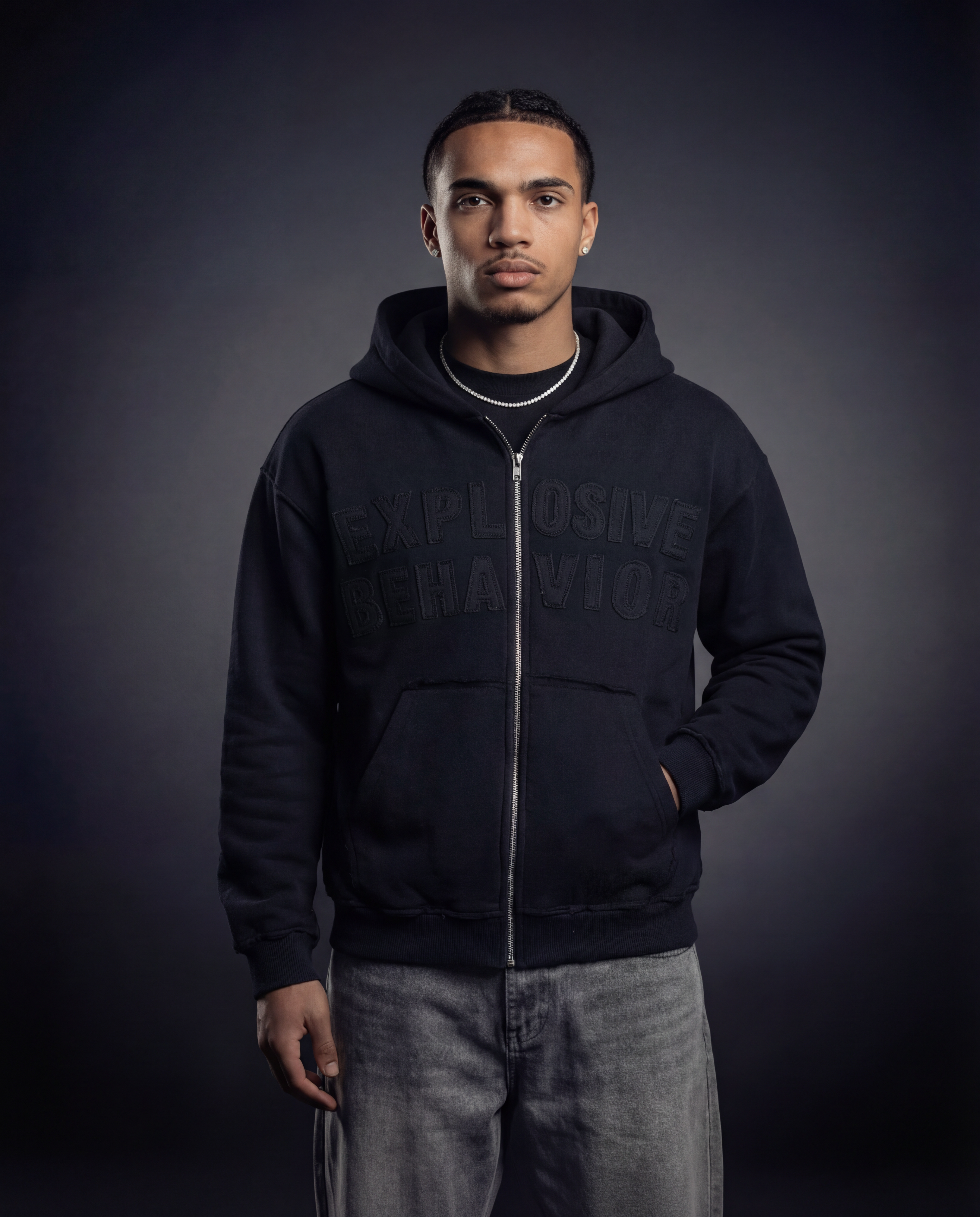 Explosive Behavior Blacked Out Zip Up