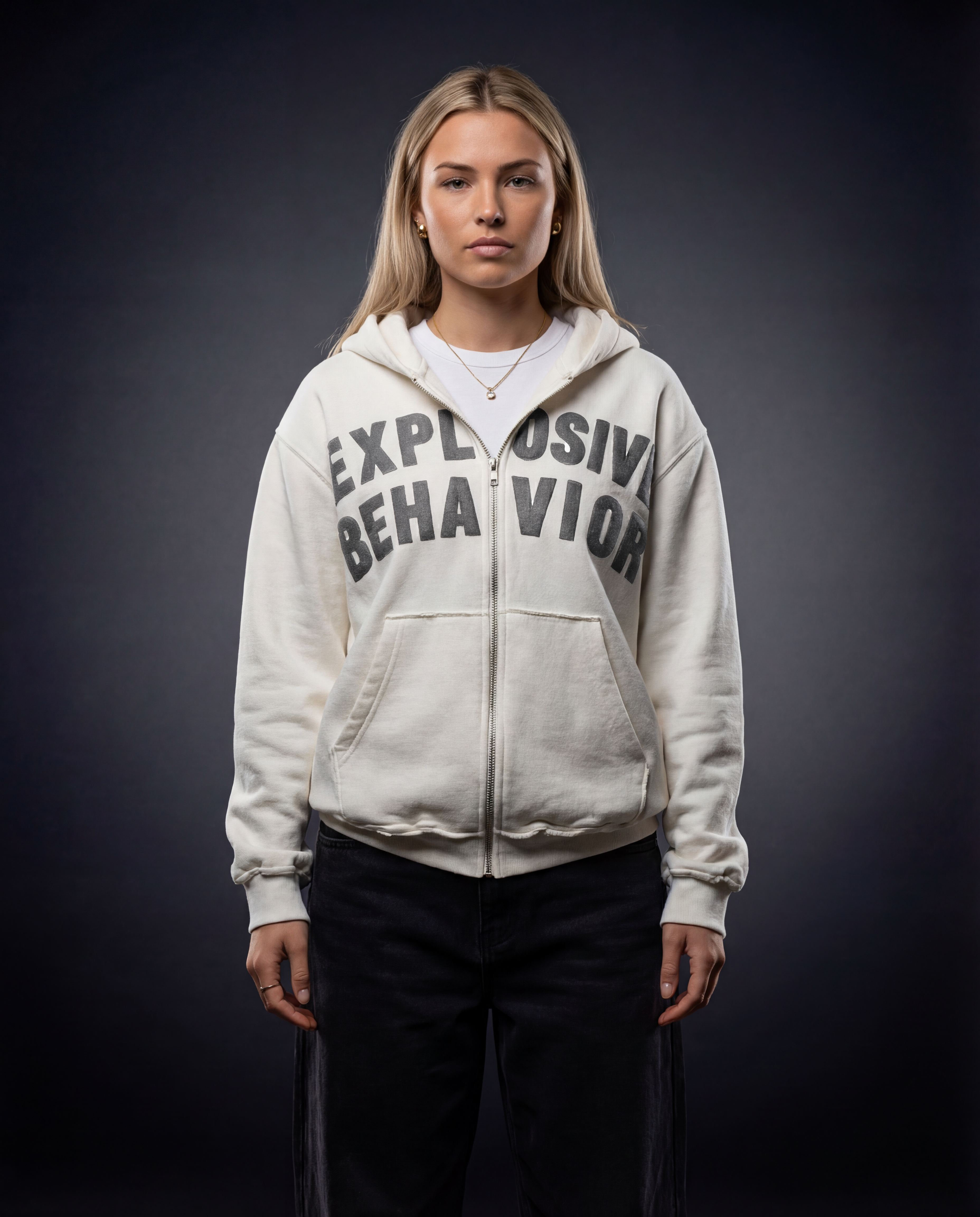 Explosive Behavior White-Grey Zip Up
